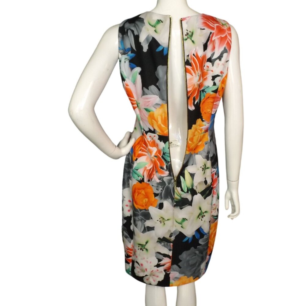 CALVIN KLEIN Dress, 12, Multicolor Floral, Sleeveless A-Line, Zips, Bold print - Picture 7 of 11